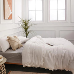 Queen Size Comforter Set Queen Size Comforter Set with Pom Pom Fringe 3Piece Set 07FC0E-D4 - KOEEK