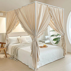 Princess Canopy Bed Curtains with Top Ties - Windproof & Lightproof for Girls' 07FC0E-D4 - KOEEK