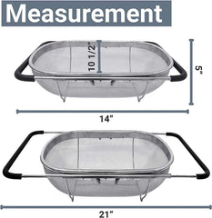 Over the Sink Colander Strainer Basket Stainless Steel, For Kitchen Sink 07FC0E-D4 - KOEEK