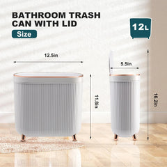 Bathroom trash can with lid 3.2 gallon narrow mouth trash can Small trash can