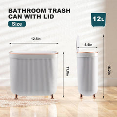 Bathroom trash can with lid 3.2 gallon narrow mouth trash can Small trash can 07FC0E-D4 - KOEEK