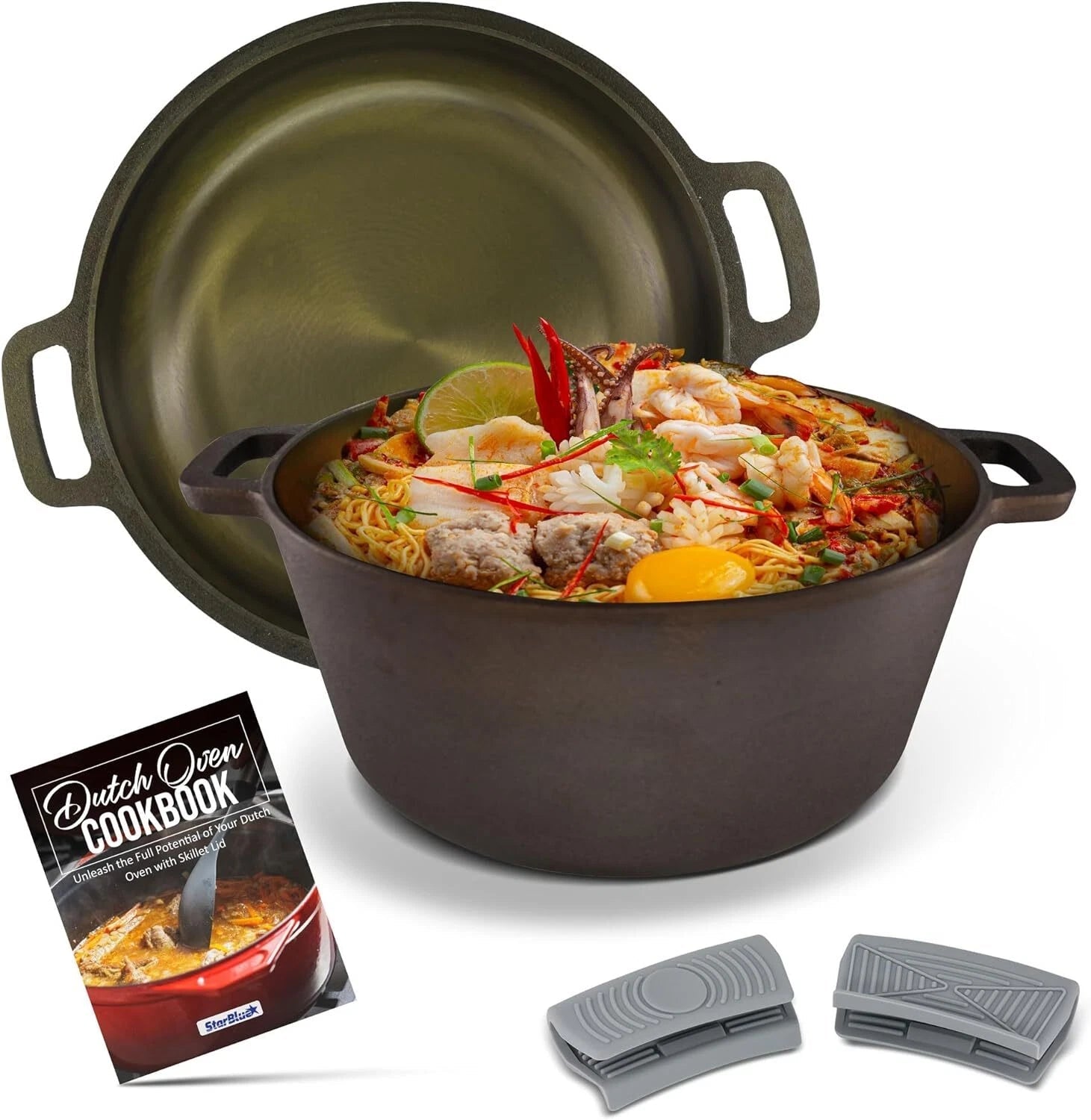 Smooth Polished Cast Iron Dutch Oven - 5 quart cast iron, 10 inch diameter 07FC0E-D4 - KOEEK