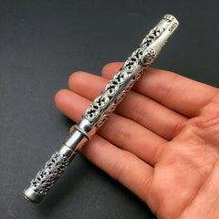 S925 Silver High Quality Ballpoint Pen EDC Tactical Signature Pen Gift 07FC0E-D4 - KOEEK