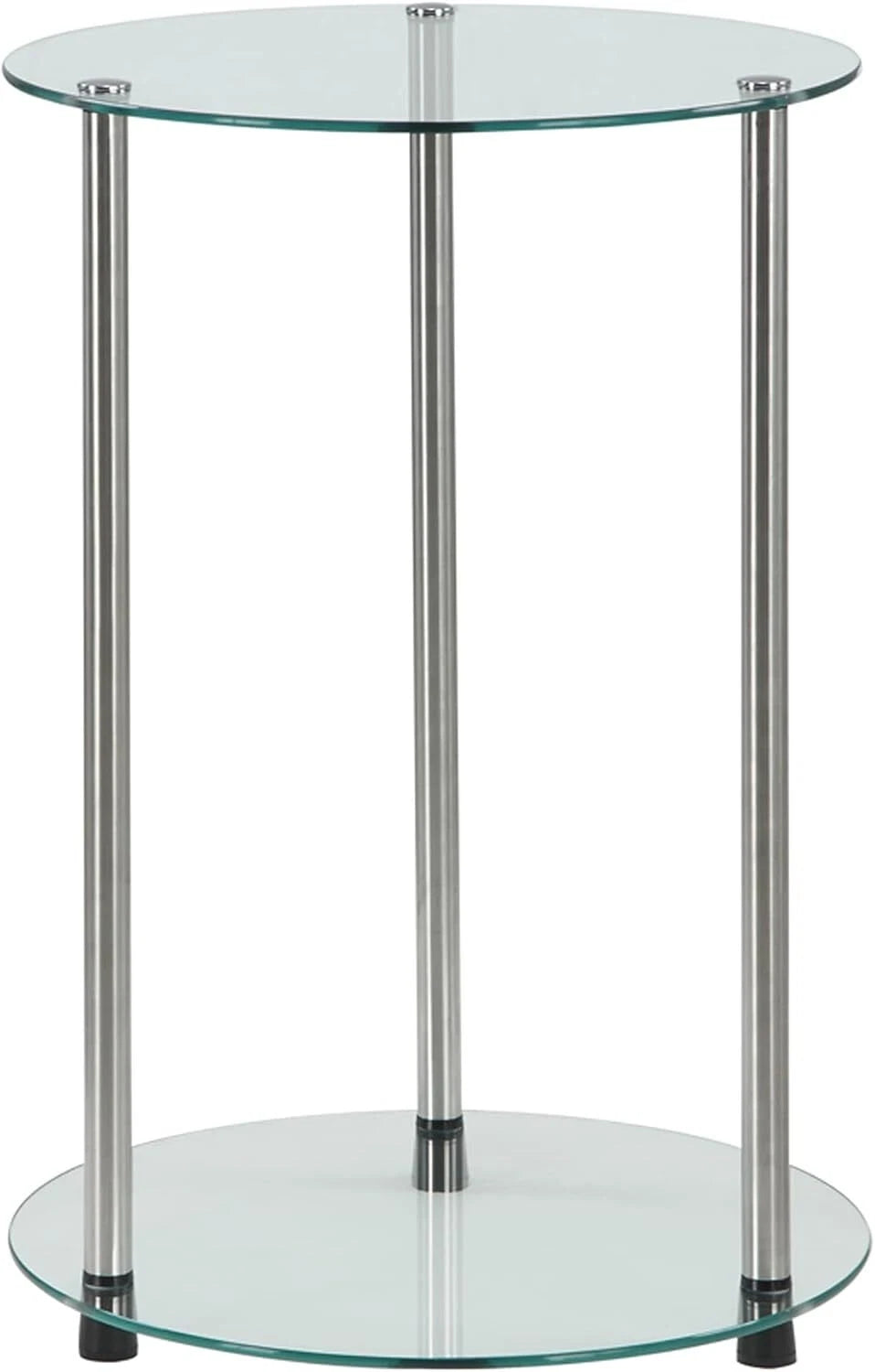 Classic Glass 2-Tier Round Table, 15.75(L) x 15.75(W) x 24.41"(H) 07FC0E-D4 - KOEEK