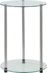 Classic Glass 2-Tier Round Table, 15.75(L) x 15.75(W) x 24.41"(H) 07FC0E-D4 - KOEEK