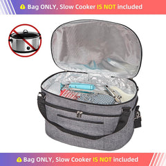Bag for 6-8 Quart Crock Pot with Zippered Compartment Carrying Case 07FC0E-D4 - KOEEK