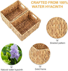 Water hyacinth rectangular wicker basket, 12-inch wicker basket, set of 2 07FC0E-D4 - KOEEK