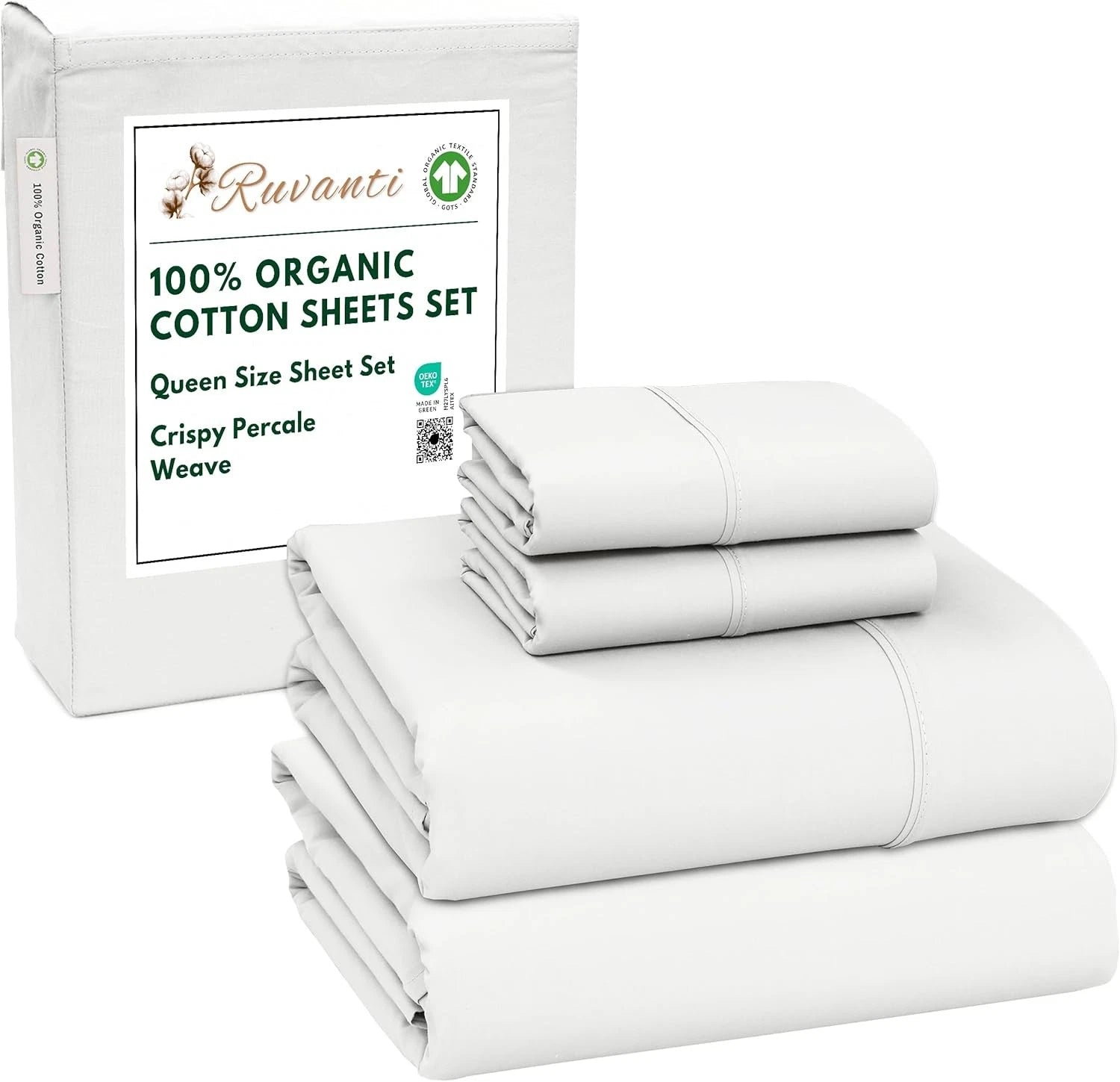 organic cotton sheets (queen size), plain weave, 4-piece set 07FC0E-D4 - KOEEK
