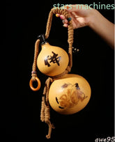 5"inch Natural Wine Gourd Carved Ji Gong Buddhist Monk Out Water Calabash Bottle 07FC0E-D4 - KOEEK