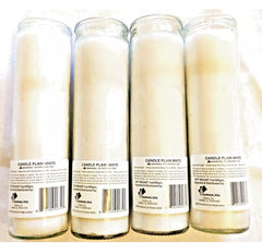 6 Candles White Prayer, Emergency Pillar Clear Glass 8” Unscented 80 hour WHITE - KOEEK