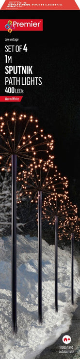 BNIB Premier Set of 4 Sputnik Path Lights - 400 LED's ~ Warm White ~ PREMIER - KOEEK
