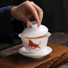 140ml Chinese Jingdezhen Ceramic Handpainted Gaiwan Tea Tureen Kungfu Teaware 07FC0E-D4 - KOEEK