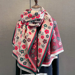 Womens Pink Floral Cashmere Scarf Large Blanket Winter Shawl Bandana Neckerchief 07FC0E-D4 - KOEEK