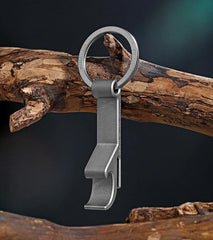 CNC EDC Titanium Alloy Bottle Opener Key Chain Pendant Tool with 32mm Key Ring 07FC0E-D4 - KOEEK