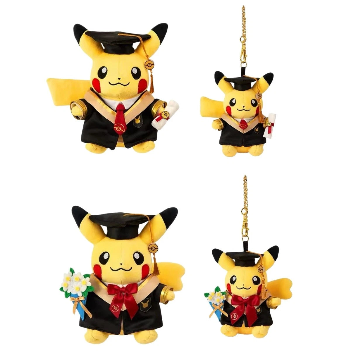 official Pokemon Center We've Graduated Series Pikachu Male&Female Keychain&Toy POKEMON - KOEEK