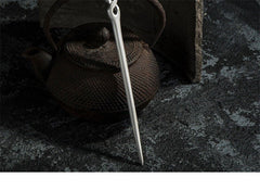 China Ancient Hanfu Style 999 Sterling Silver Hairpin Women Hair Stick Handmade 07FC0E-D4 - KOEEK