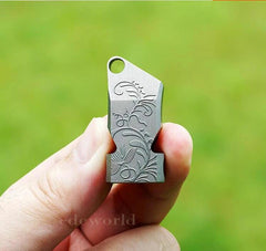 EDC Titanium TC4 Portable Carving Flower Metal Treble Whistle Outdoor Survival 07FC0E-D4 - KOEEK