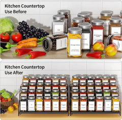 4 Tier Spice Rack Organzier, Spice Rack for Cabinet, Adjustable Depth Seasoning 07FC0E-D4 - KOEEK