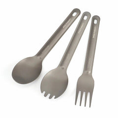 Titanium 3 Fork Spoon Sets Outdoor Camping Tableware Portable Salad SpoonEDCTool 07FC0E-D4 - KOEEK