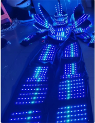 LED Robot Stilt Costume Helmet 7 Color Change DJ Party Performance Glowing Suit 07FC0E-D4 - KOEEK