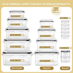 50-Piece Food Storage Containers with Lids (25 Containers & 25 Lids), Airtight 07FC0E-D4 - KOEEK