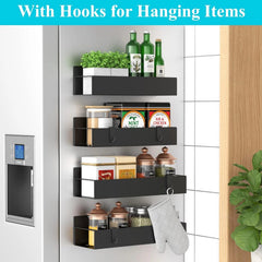 Metal 4 Pack Magnetic Spice Storage Rack Organizer for Refrigerator and Oven 07FC0E-D4 - KOEEK