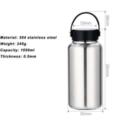 Stainless Steel Water Bottle Wide Mouth Single Wall with Leak Proof Water Bottle 07FC0E-D4 - KOEEK