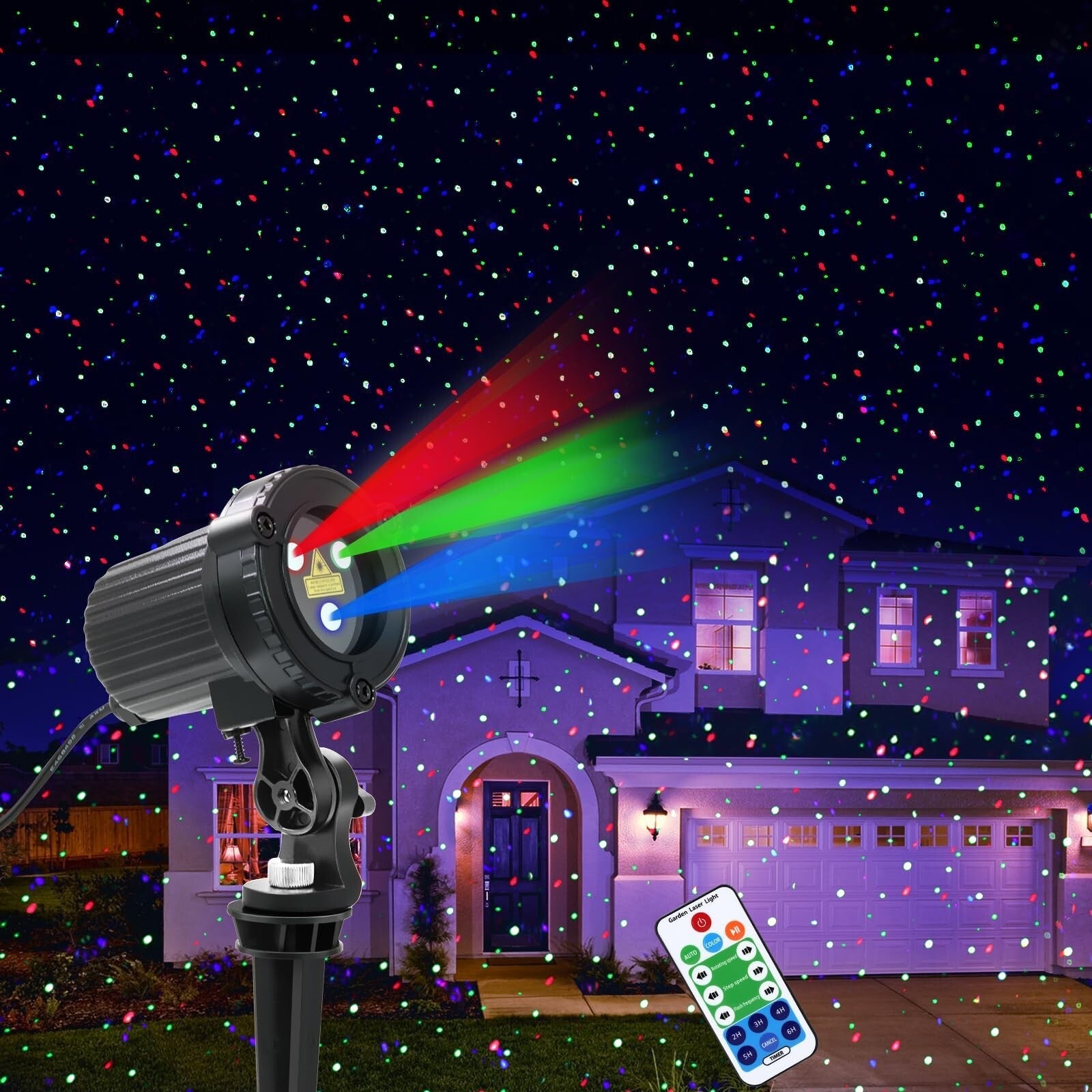 Christmas Laser Lights, Outdoor Garden Laser Lights Projector with Moving RGB... 07FC0E-D4 - KOEEK