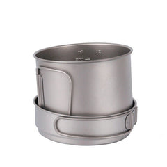 Ultralight Titanium Pan Outdoor Cookware Camping Pot Folding Tableware 1100ML 07FC0E-D4 - KOEEK