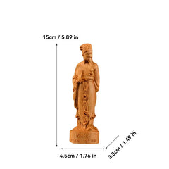 15cm Chinese Boxwood Hand-carved Zhuge Liang Sculptures Home Decoration 07FC0E-D4 - KOEEK