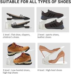 Shoe Rack Storage Box, 12-Piece Set - Shoe Rack Stacker, Saves 50% Space 07FC0E-D4 - KOEEK