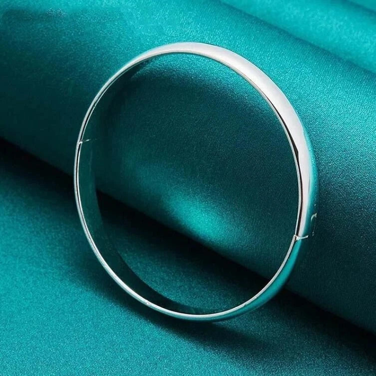 925 Silver Plating 8MM/10MM Smooth Cuff Bangle Bracelet Women Fashion Jewelry 07FC0E-D4 - KOEEK