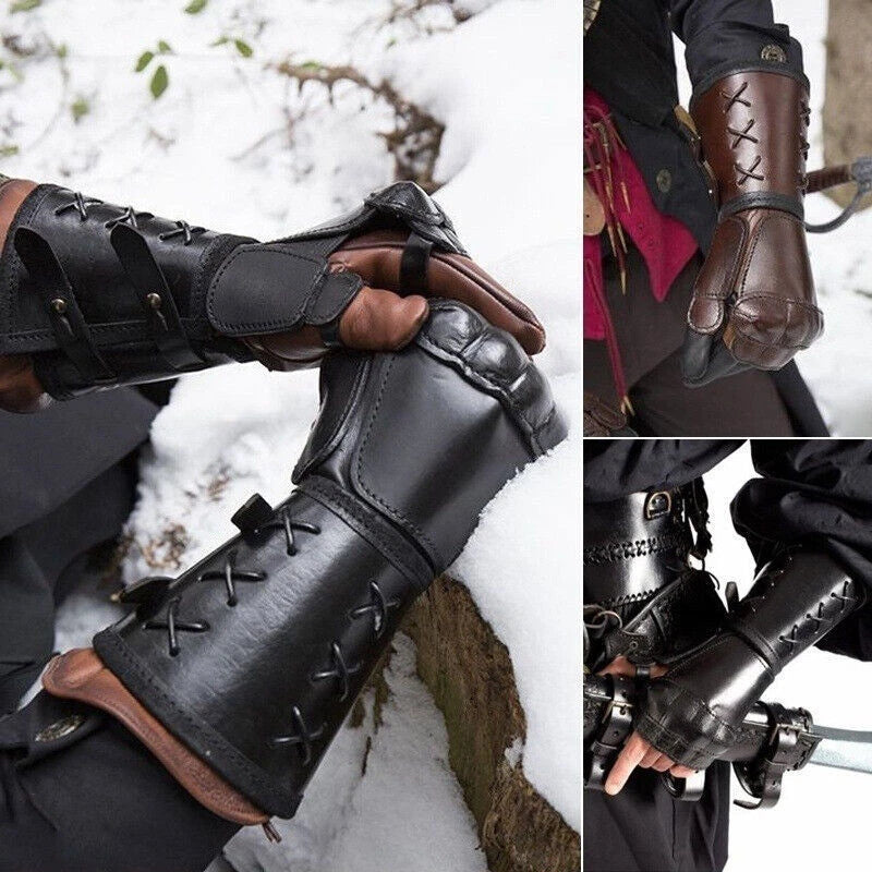 Medieva Steampunk Fingerless Retro Gloves Gothic Armguard Boxing Gloves Cosplay 07FC0E-D4 - KOEEK