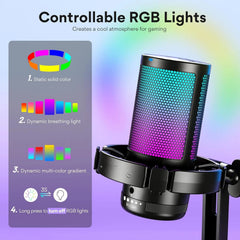 Computer Gaming Microphone with RGB Lights, Mute, Noise Canceling Microphone 07FC0E-D4 - KOEEK
