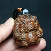 1919 Collectable Japanese Boxwood Hand Carved Lion Figure Statue Netsuke Gift 07FC0E-D4 - KOEEK