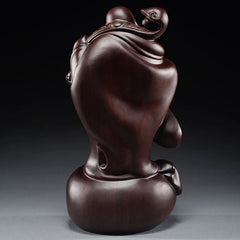 15cm Ebony Wood Carved Maitreya Buddha Statue Home Decor Gift Figurine 07FC0E-D4 - KOEEK