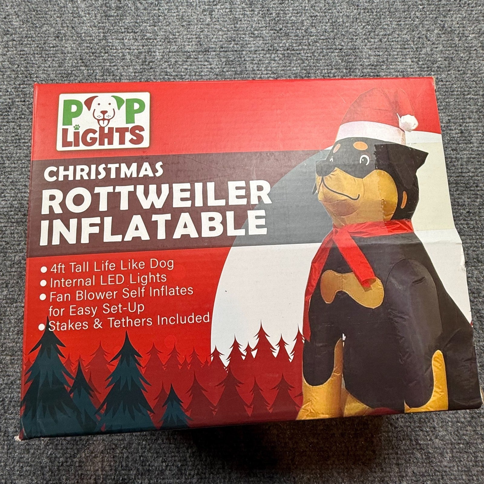 POP LIGHTS 4 ft Christmas inflatable Rottweiler Dog LED blow up yard decor 07FC0E-D4 - KOEEK