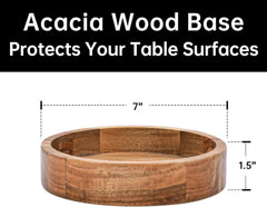 Extra Large Glass Salad Bowl Set - Party Salad Bowls with Acacia Wood Base 07FC0E-D4 - KOEEK