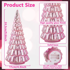 2PCS Pink Mercury Glass Christmas Tree with Light Table Top Decorations 10'' ... 07FC0E-D4 - KOEEK