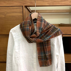 Mens Cotton Plaid Striped Scarf Shawl Unisex Preppy Breathable Soft Scarves 07FC0E-D4 - KOEEK