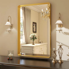 30 x22 Inch Gold Bathroom Mirror for Wall,Aluminum Alloy Frame Rectangular Wall