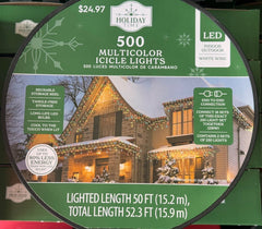 ! Holiday Time 500-Count Multicolor LED Icicle Lights with White Wire HOLIDAY TIME - KOEEK