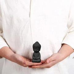 6.1cm Purple Clay Handcarved Meditating Buddha Statue Zen Monk Tea Pet Ornament 07FC0E-D4 - KOEEK