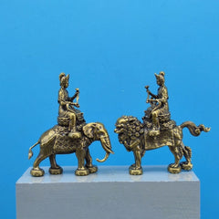 A Pair 2.3"Brass Manjusri Samantabhadra Bodhisattva Buddhism Statue Ornament 07FC0E-D4 - KOEEK