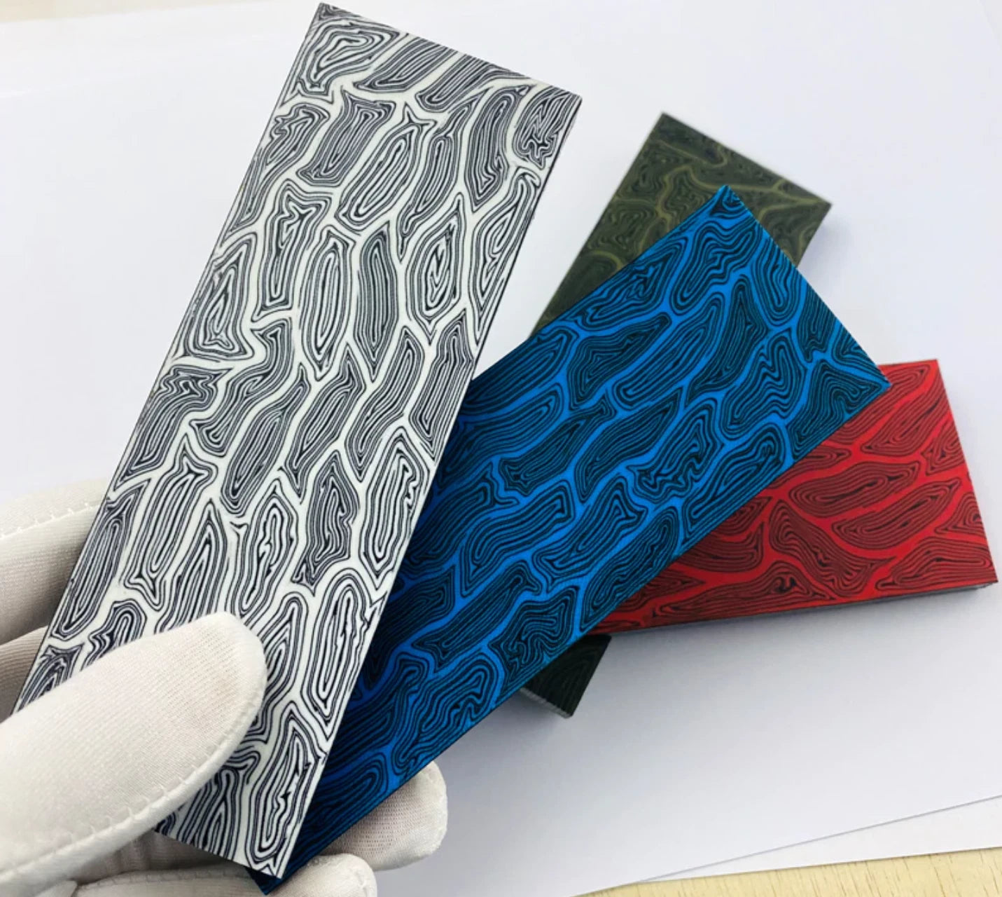 2pcs G10 Knife Handle Material Blanks Scales Composite Damascus Pattern DIY EDC 07FC0E-D4 - KOEEK