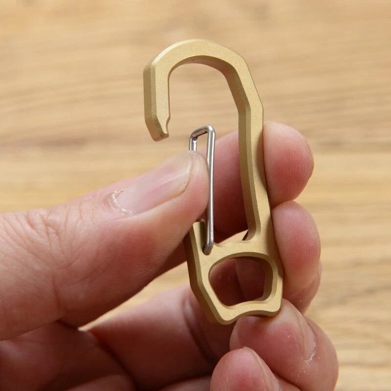 Solid Brass Carabiner Key Ring Key Chain Buckle Clip Snap Hook Handbag Clasp EDC 07FC0E-D4 - KOEEK