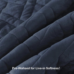 Quilt Set Queen Size Navy Blue, Classic Geometric Diamond Stitched Pattern 07FC0E-D4 - KOEEK