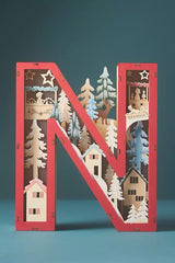 Anthropologie Monogram Wonderland Light-Up Scene Christmas Letter N Decor ANTHROPOLOGIE - KOEEK