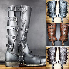 Medieval Gaiters Knight Faux Leather Shoes Cover Warrior Leg Armor Boot Covers 07FC0E-D4 - KOEEK