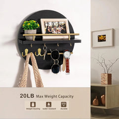 Wall-mounted key rack with shelves and hooks, mail organizer wall rack 07FC0E-D4 - KOEEK